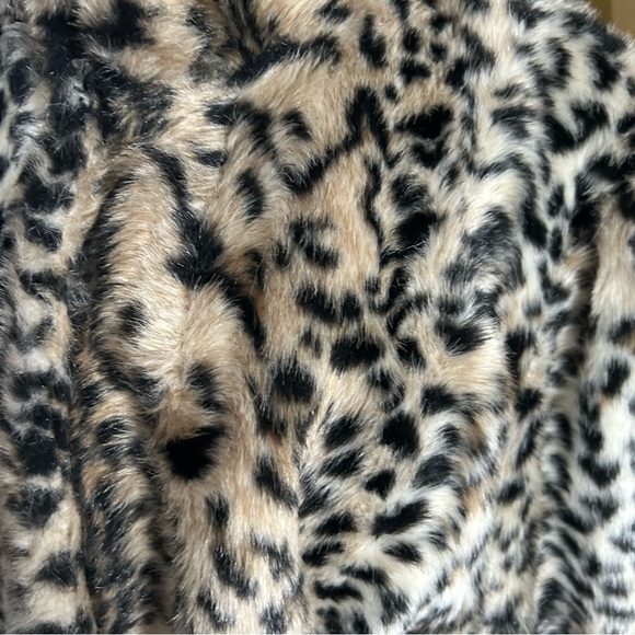 Retro 1940s Style Coat Snow Leopard Faux Fur M L Chicos Glam Pinup - Picture 5 of 7